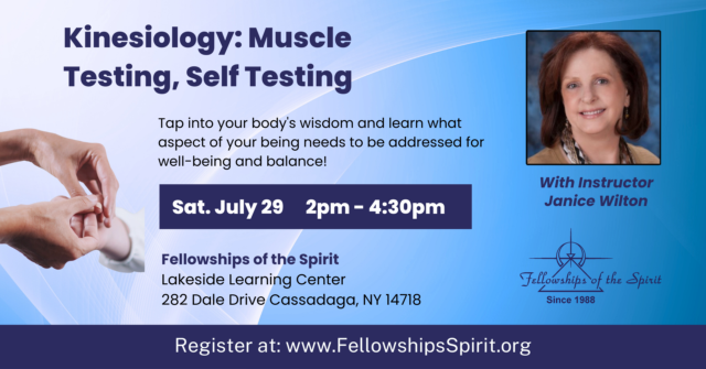 In person kinesiology class with Janice Wilton from Touch of Life - July 5, 2023 at Fellowships of the Spirit Cassadaga NY right outside Lily Dale